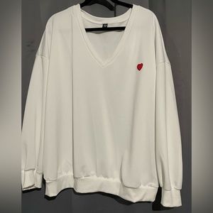 NWOT! SHEIN sweatshirt type top with glittery thread heart design on the chest.